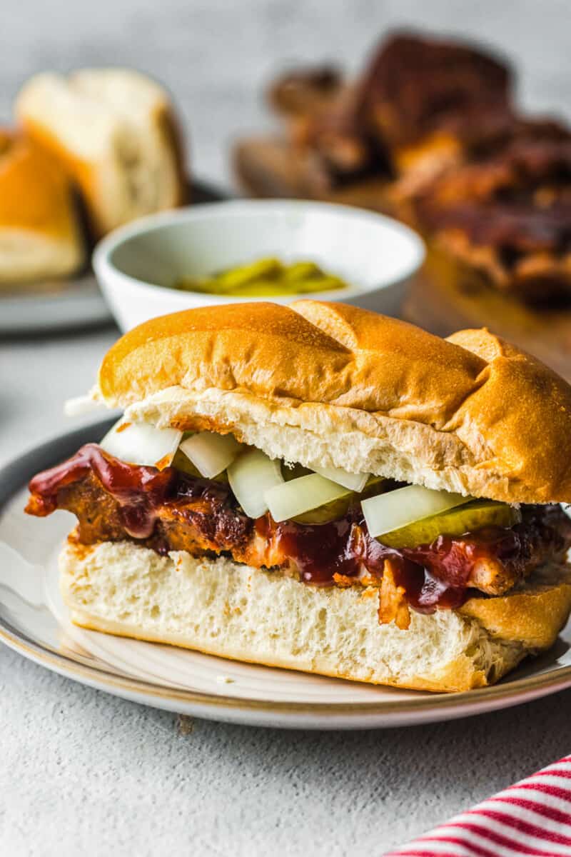 copycat mcdonalds mcrib sandwich on a plate