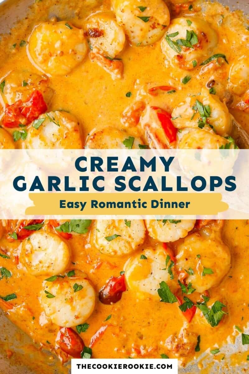 creamy garlic scallops pinterest collage