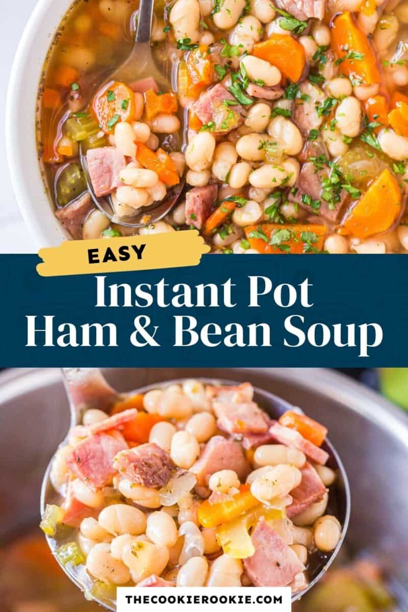 instant pot ham and bean soup pinterest collage