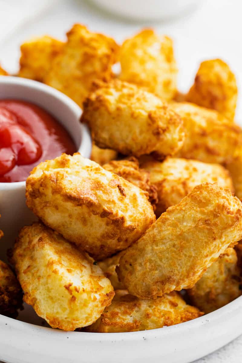 up close air fryer tater tots