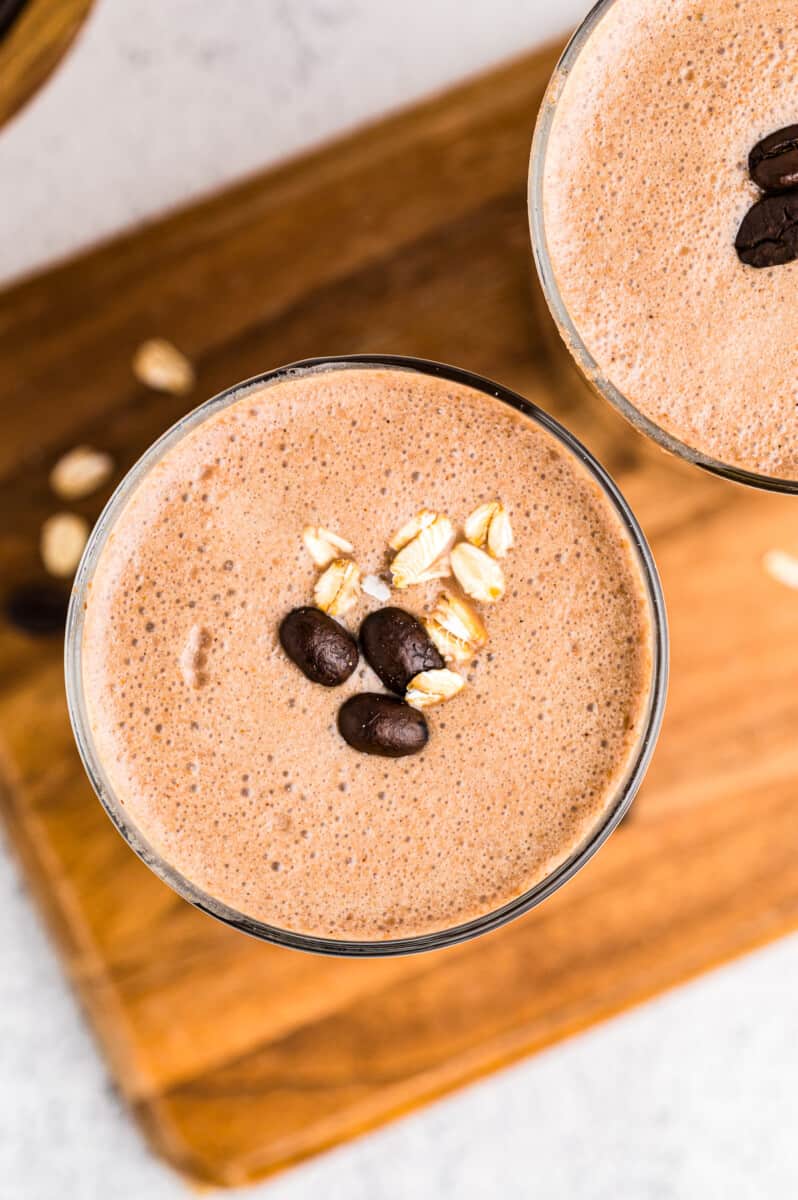 overhead up close coffee smoothie