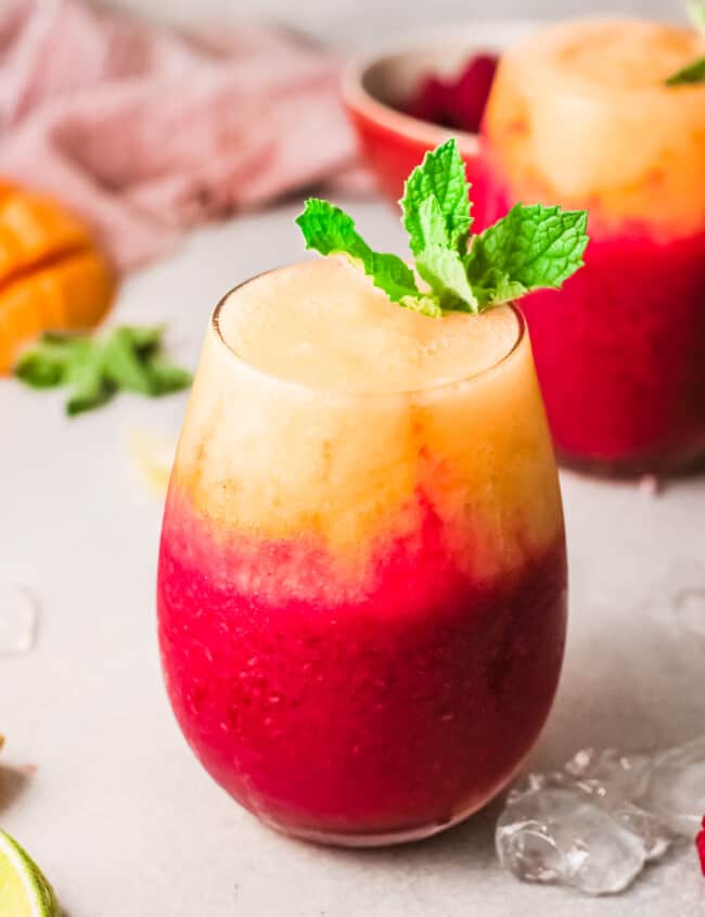 raspberry mango daiquiri in clear glass