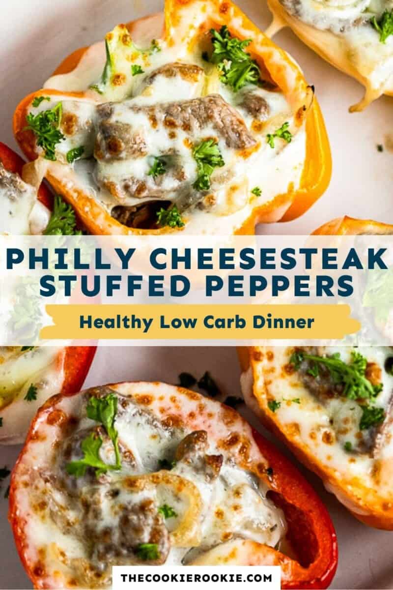 philly cheesesteak stuffed peppers pinterest collage