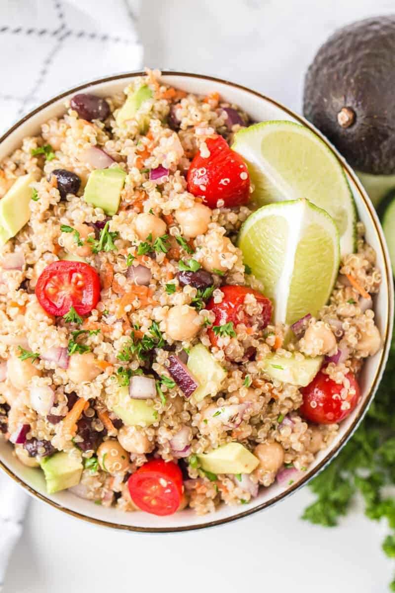 up close overhead image of quinoa salad