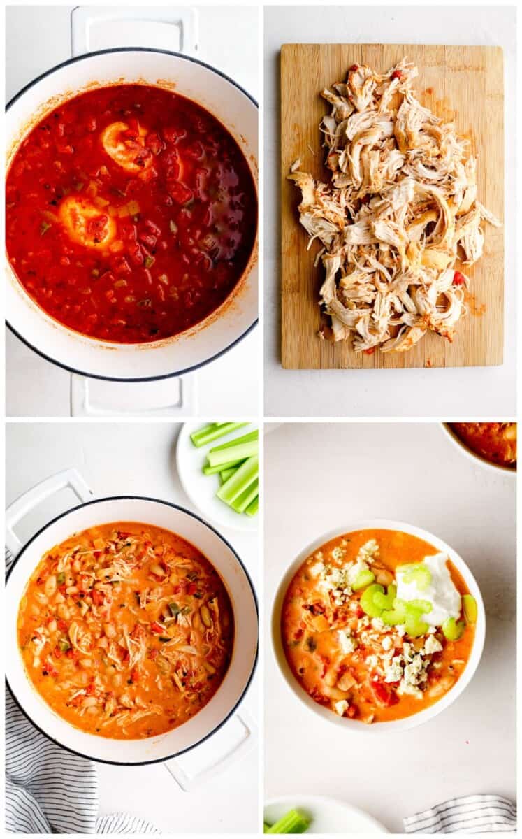 step by step photos for how to make buffalo chicken chili