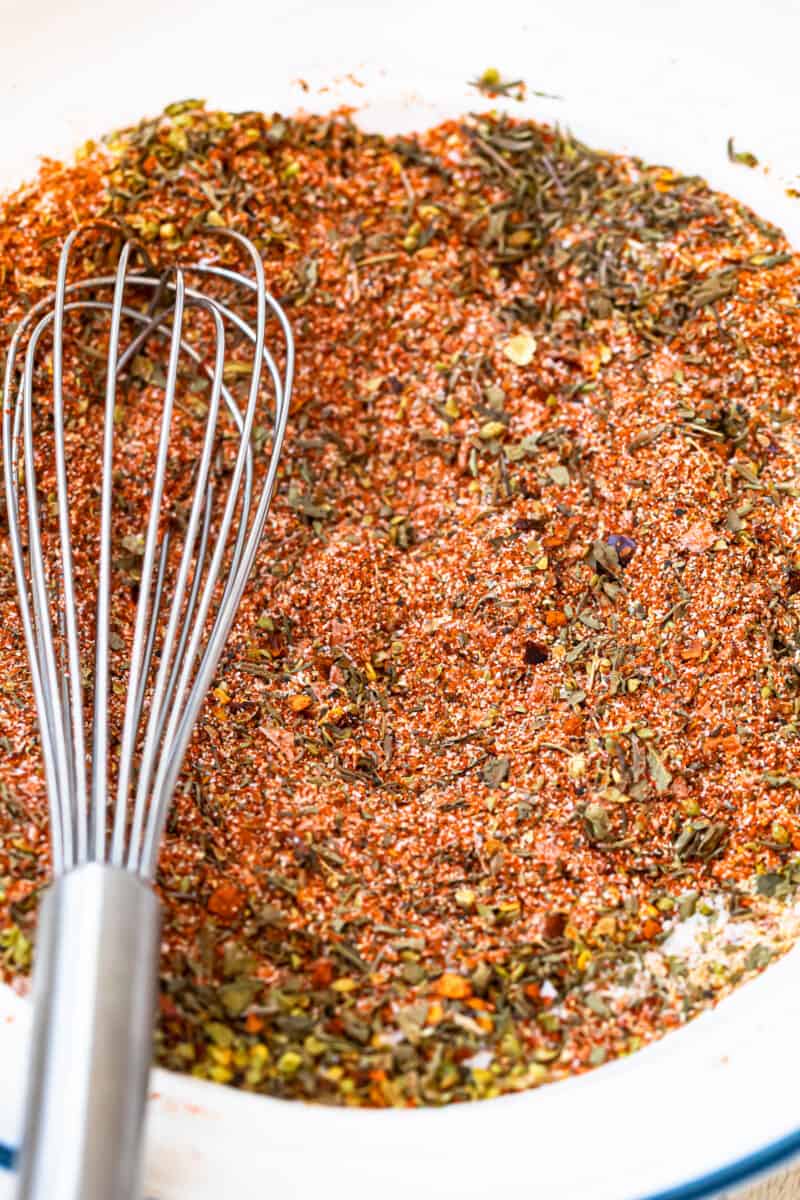 up close homemade creole seasoning on white plate