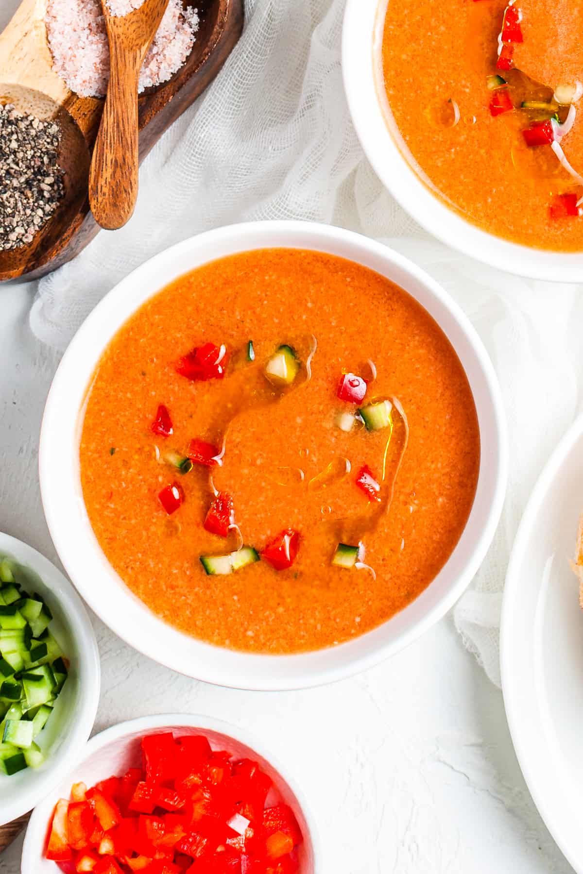 gazpacho in white bowl