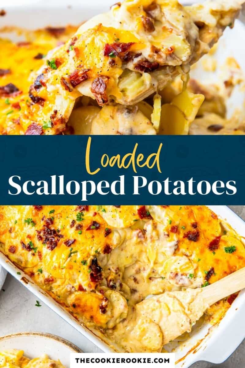 loaded scalloped potatoes pinterest collage