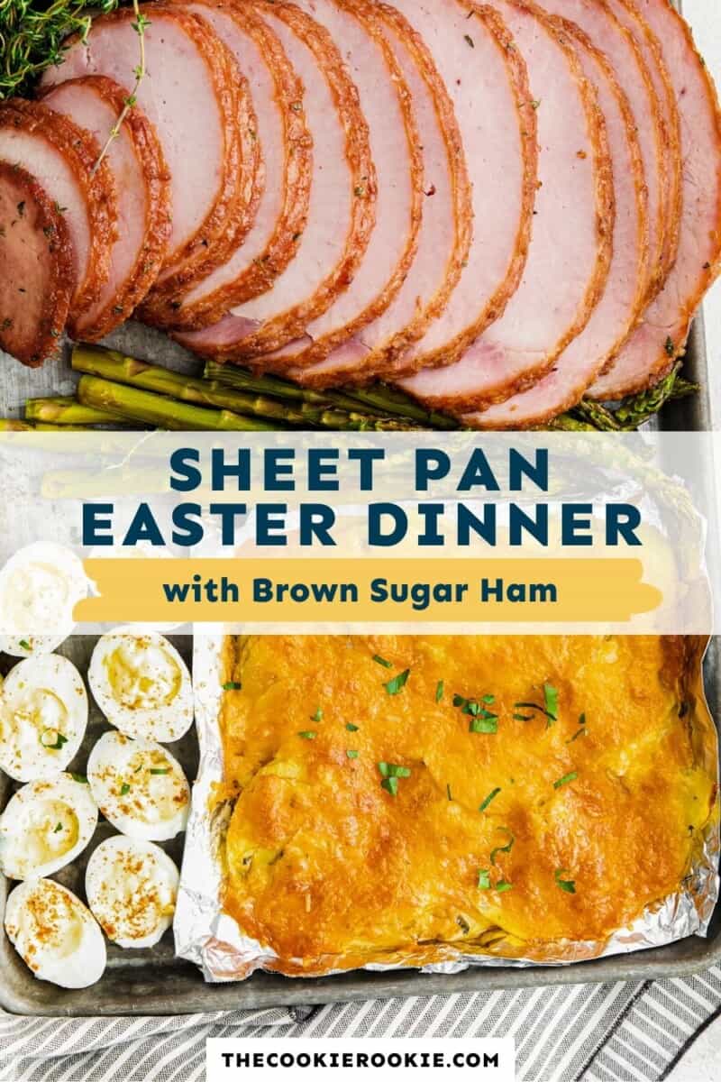 sheet pan easter dinner with ham pinterest collage