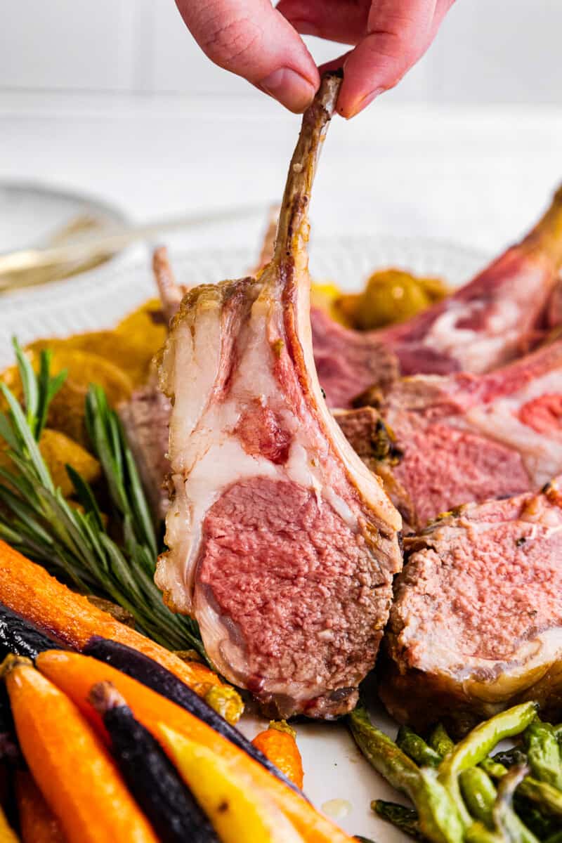 rack of lamb made on sheet pan easter dinner