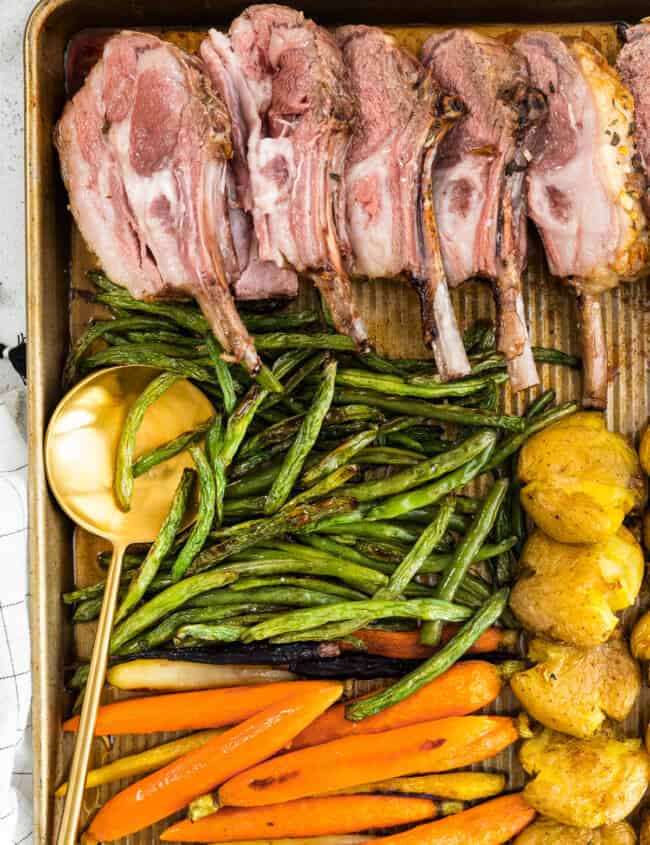 sheet pan easter dinner with lamb