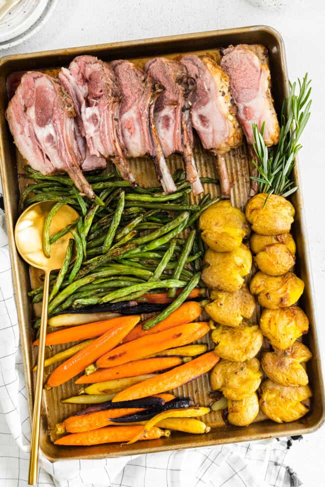 sheet pan easter dinner with lamb