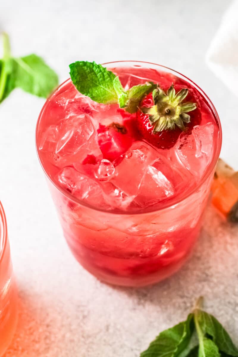 up close strawberry paloma in glass