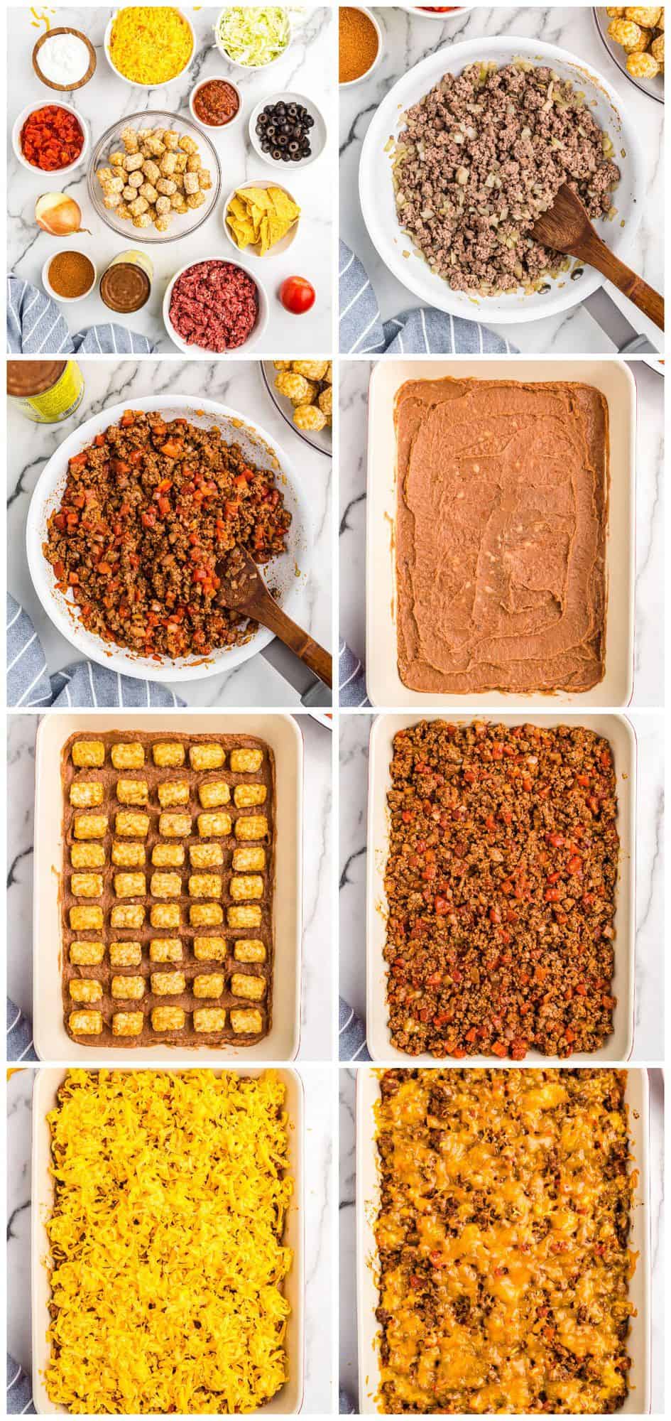 step by step photos for how to make taco casserole