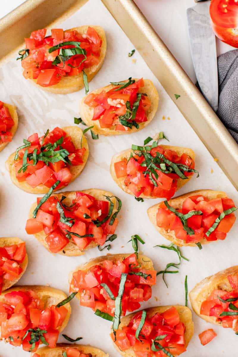 tomato bruschetta on platter