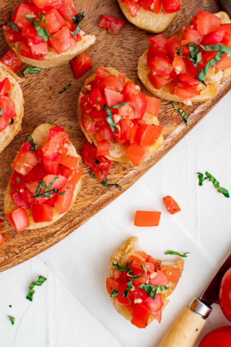 tomato bruschetta on platter