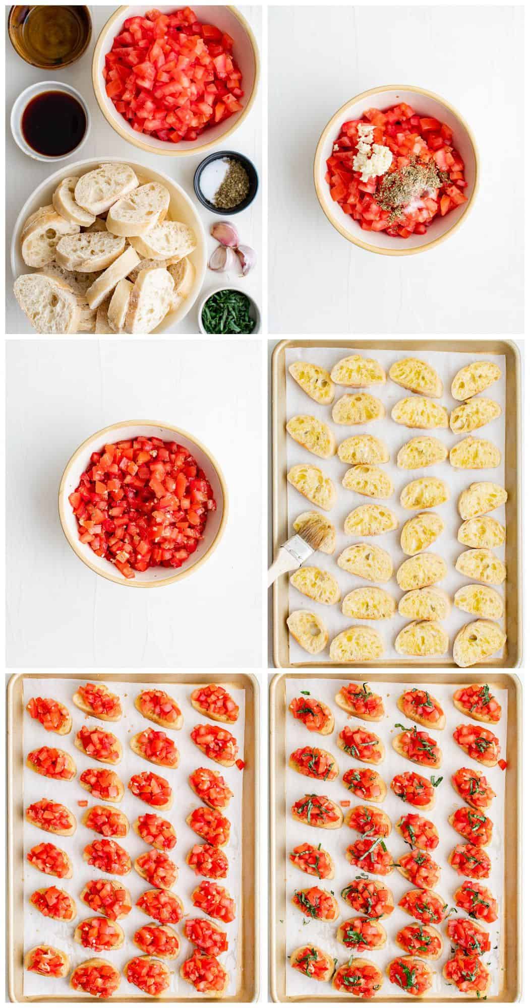 step by step photos for how to make tomato bruschetta