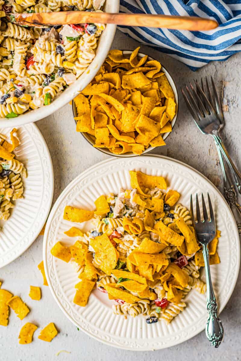 overhead ranch chicken pasta salad with fritos