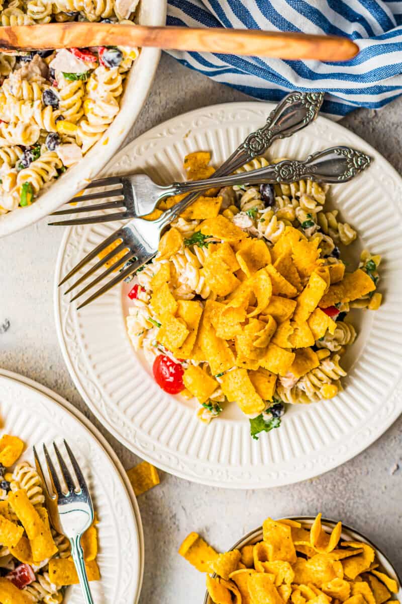 overhead ranch chicken pasta salad with fritos