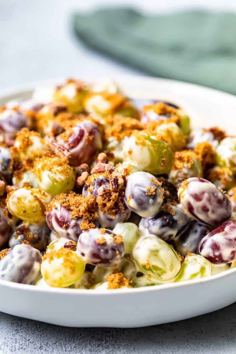 side shot of crunchy grape salad