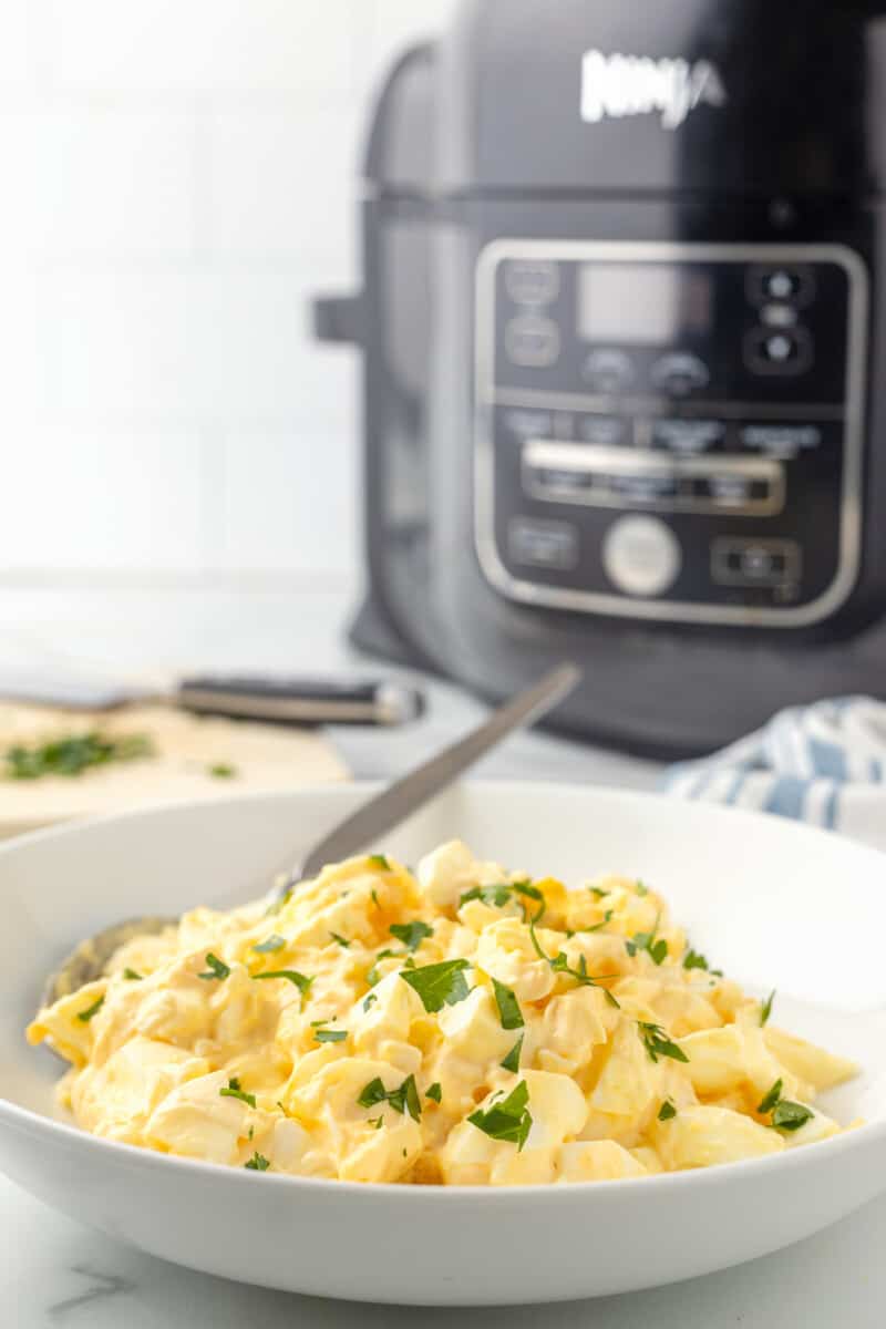 bowl of air fryer egg salad