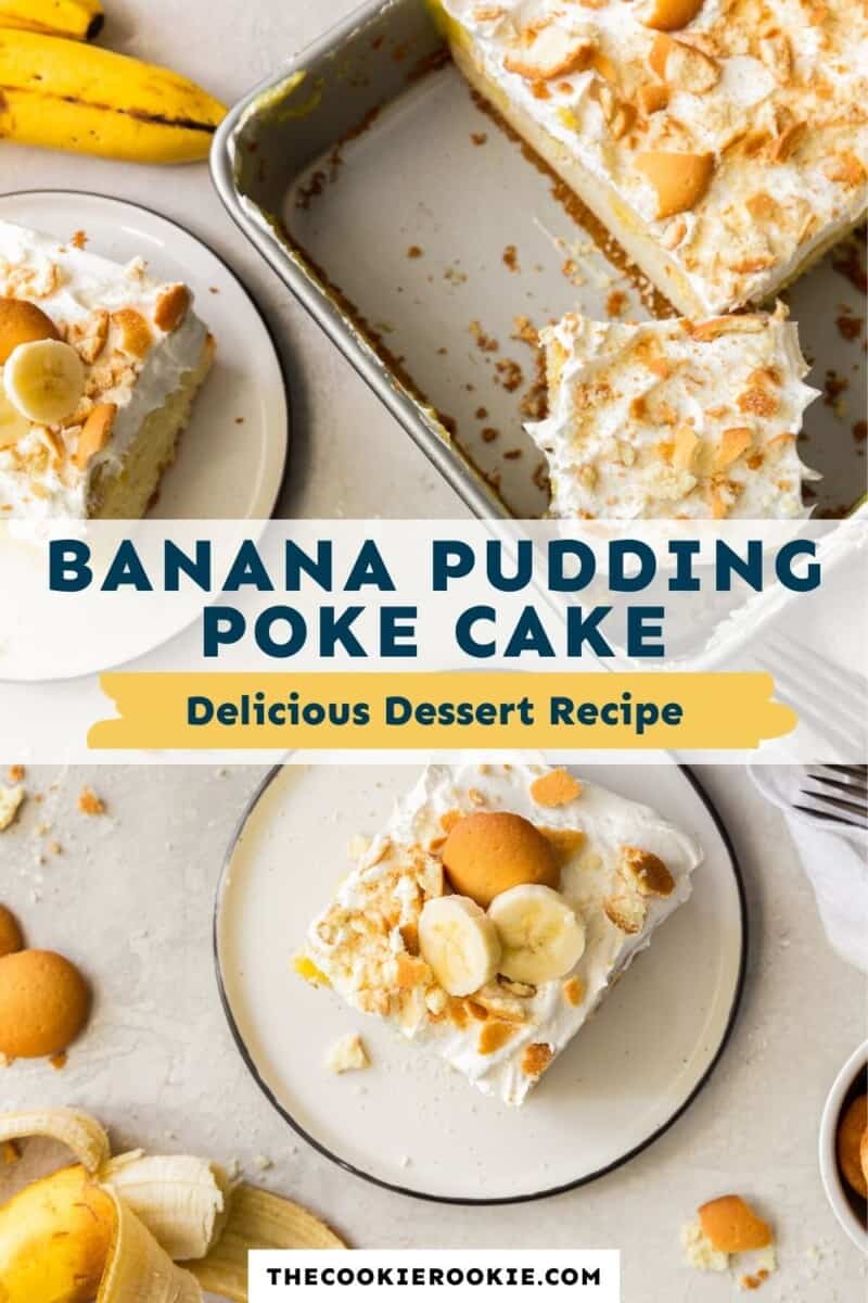 banana pudding poke cake pinterest collage