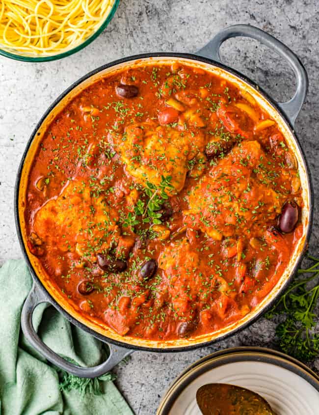 pot with chicken cacciatore