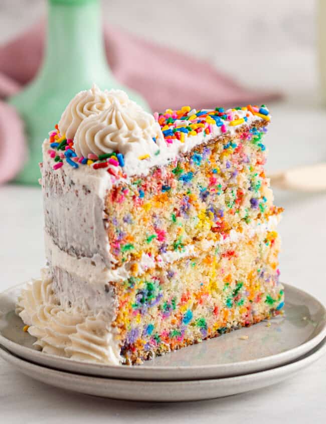 slice of funfetti cake