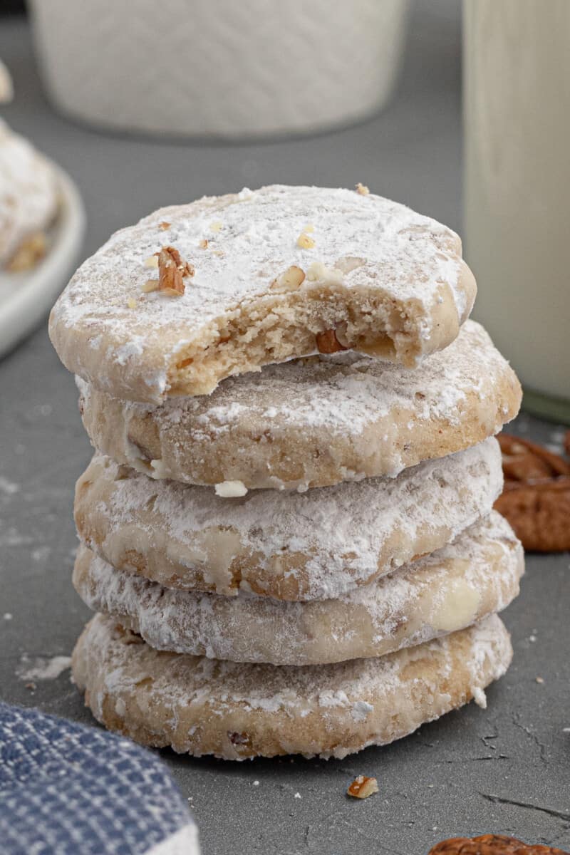 stacked pecan sandies cookies