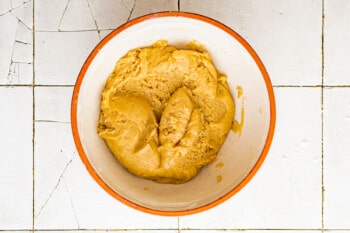 brown butter chocolate chip cookie dough without chocolate chips in a bowl