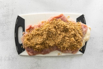 flat turkey breast with breadcrumb mixture on top