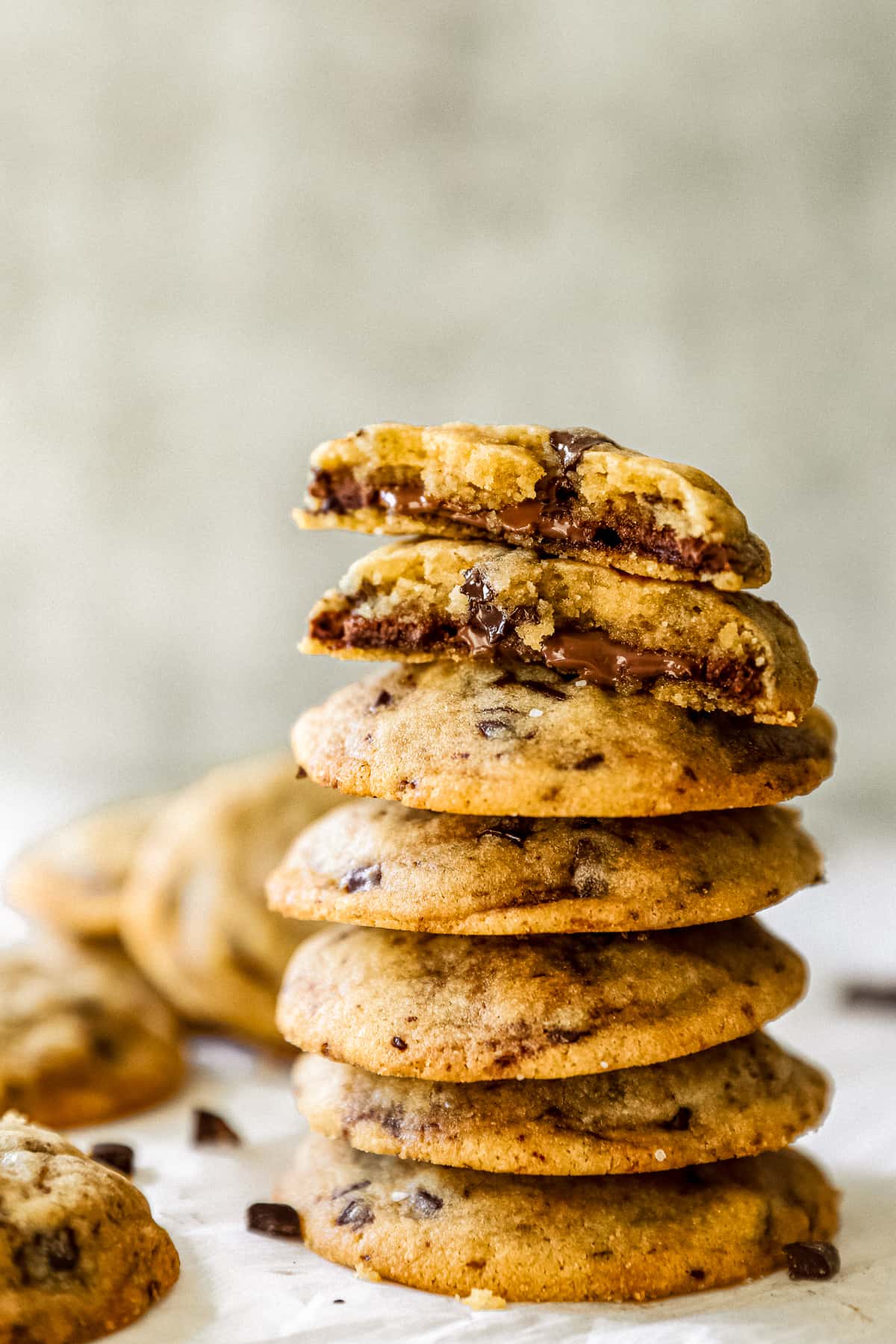 nutella stuffed cookies stacked