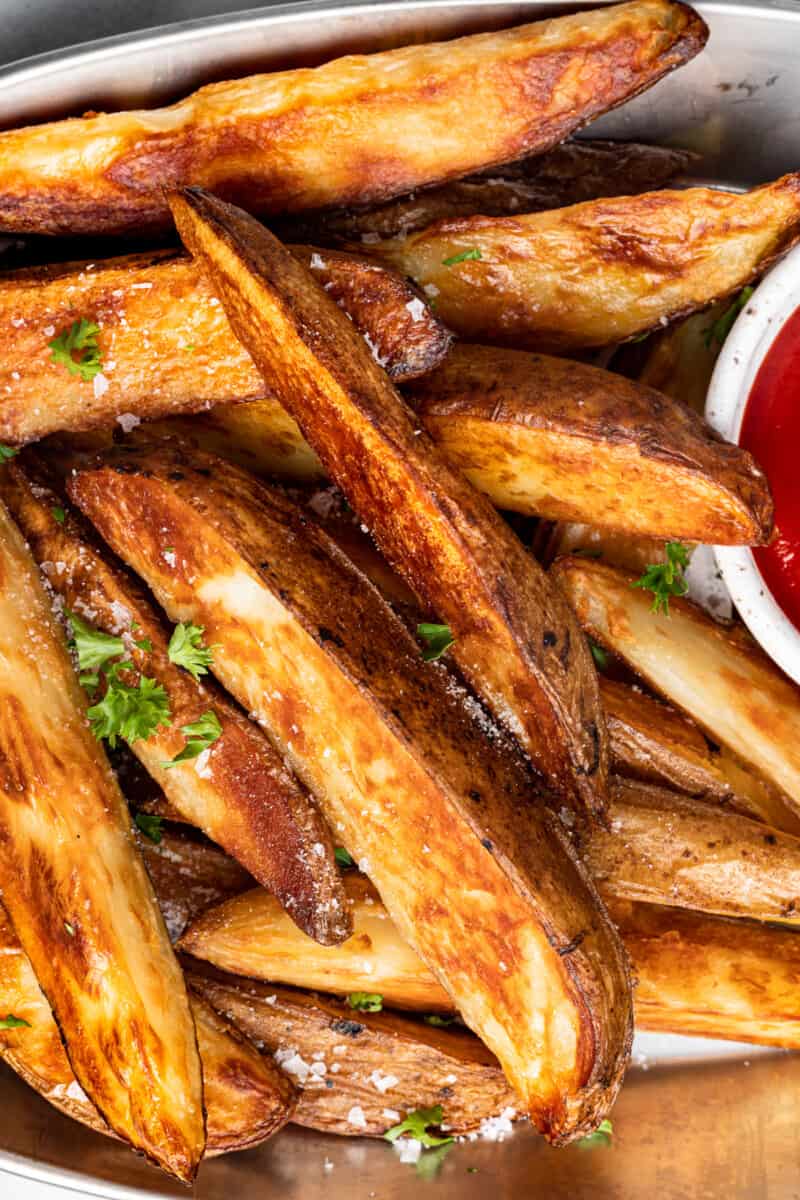 close up image of potato wedges