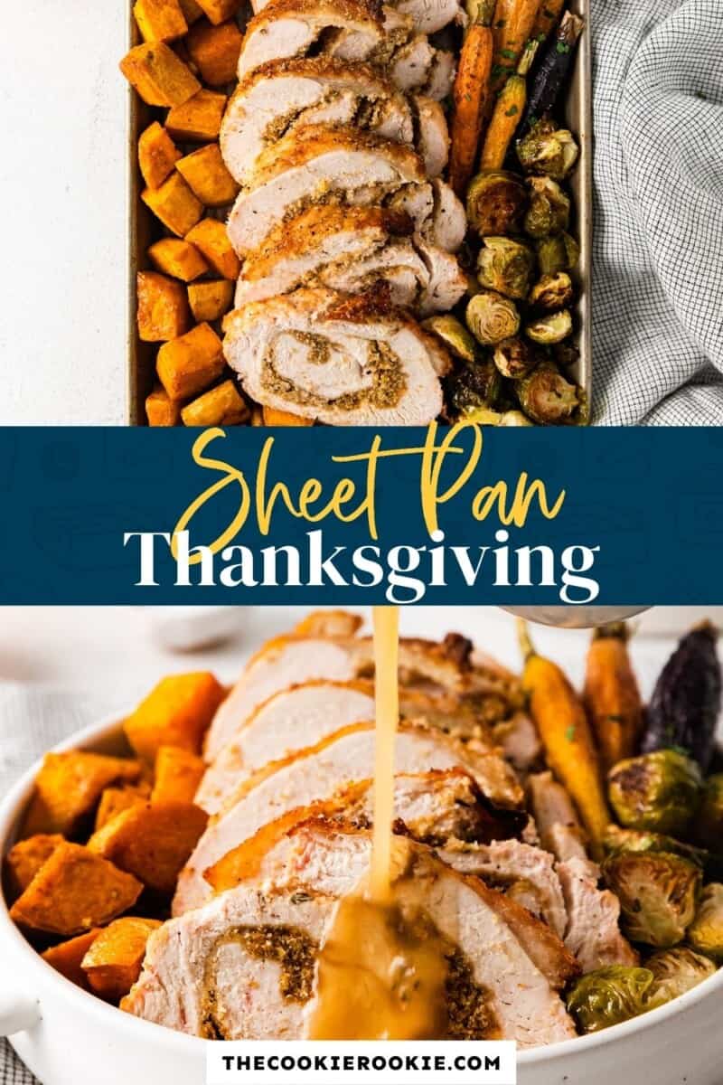 sheet pan thanksgiving dinner with turkey roulade pinterest