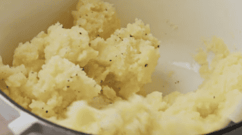 seasoned mashed potatoes in a Dutch oven.