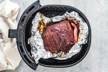 cooked cranberry glazed ham in the air fryer