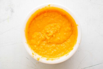 mashed sweet potato mixture in a white bowl