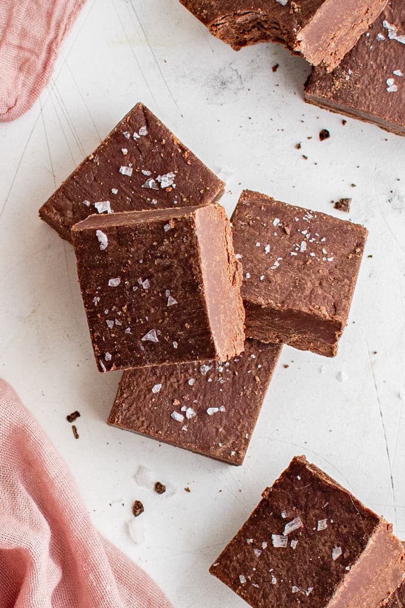 squares of chocolate fudge