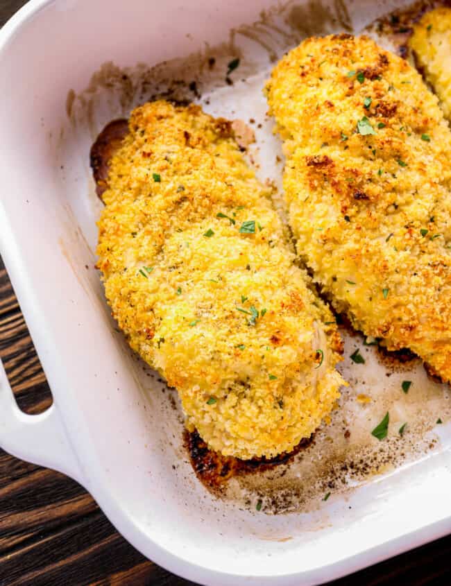 crispy ranch chicken in baking dish