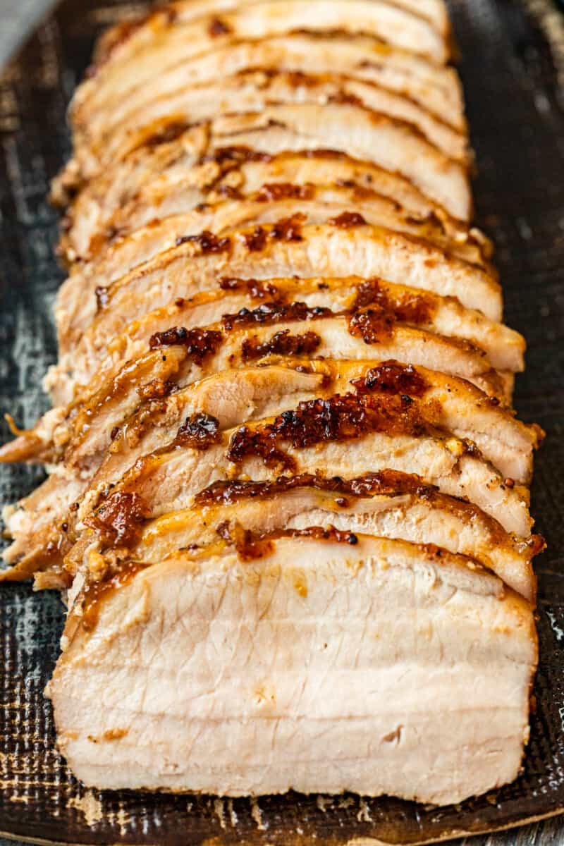 slices of honey baked pork tenderloin