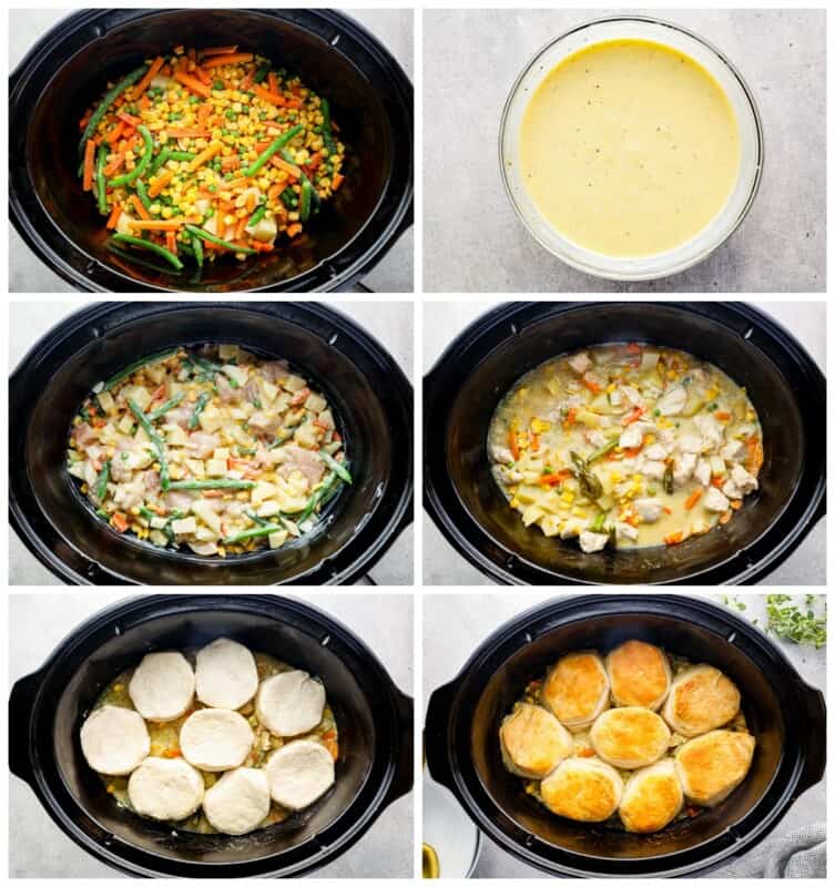 step by step photos for how to make crockpot chicken pot pie