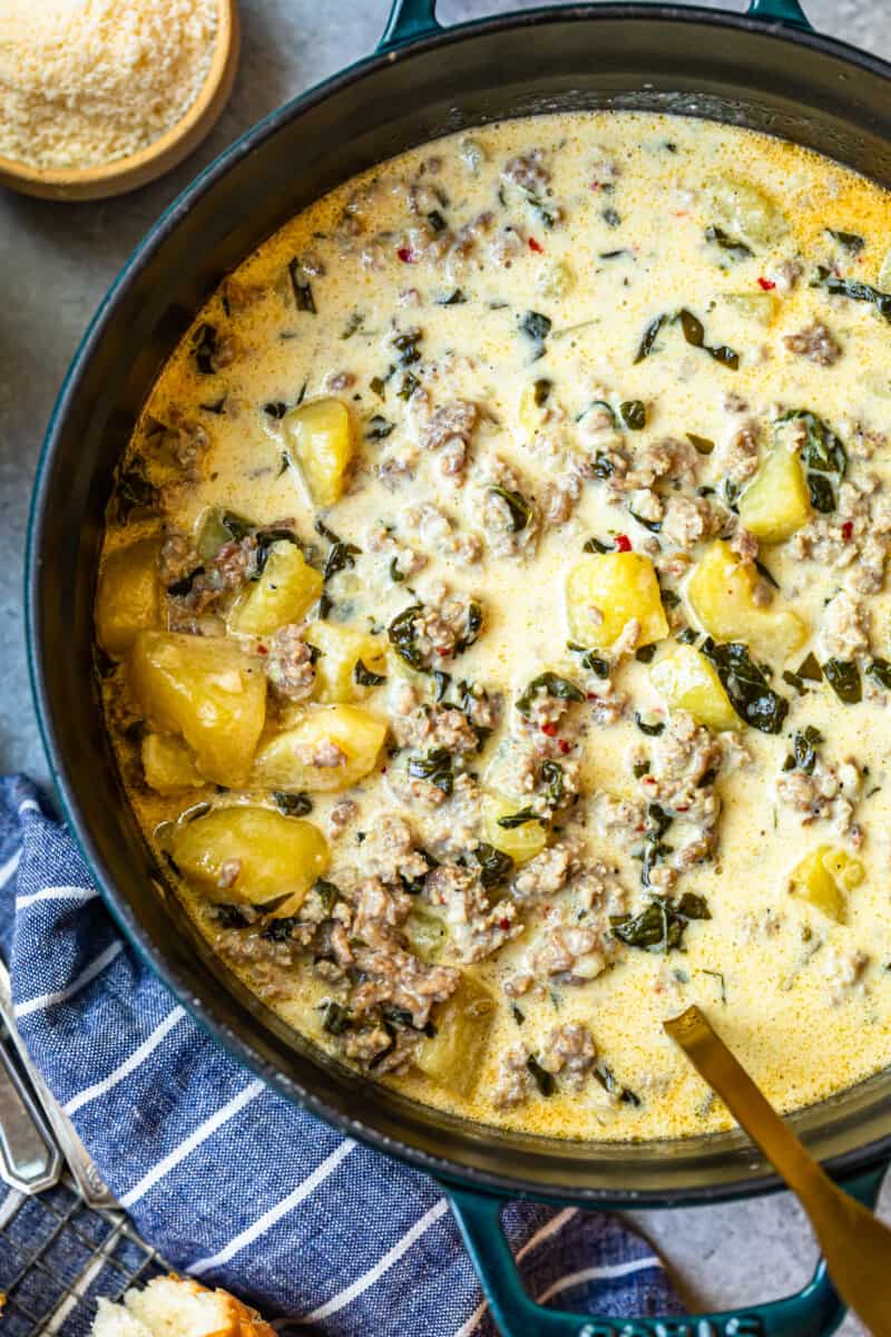 zuppa toscana soup in a pot