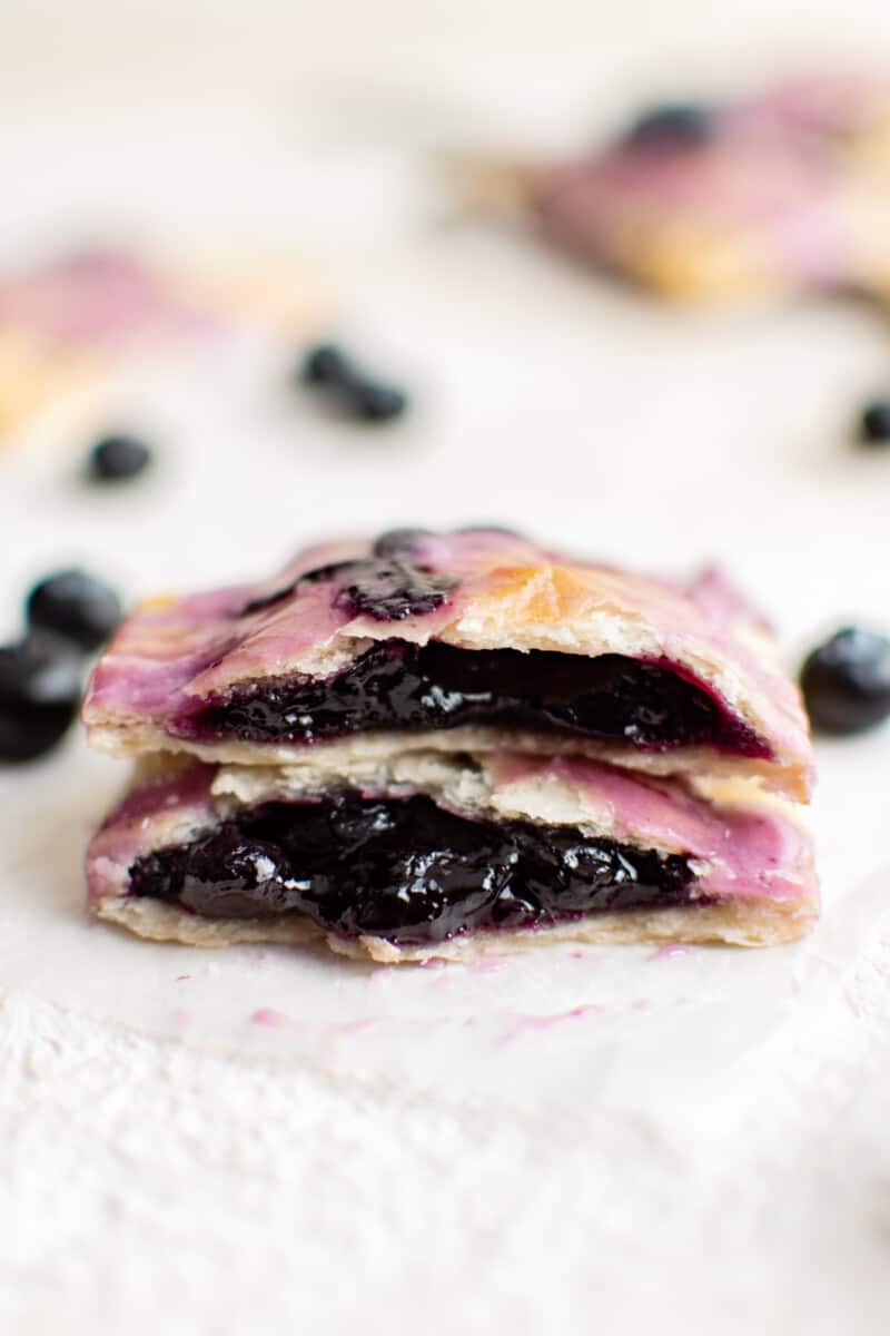 cross section of a blueberry pop tart.