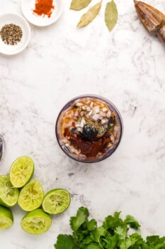 crockpot barbacoa beef ingredients in a food processor.