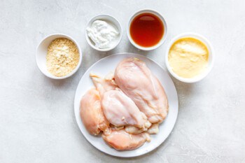 overhead view of ingredients for crockpot chicken and gravy.