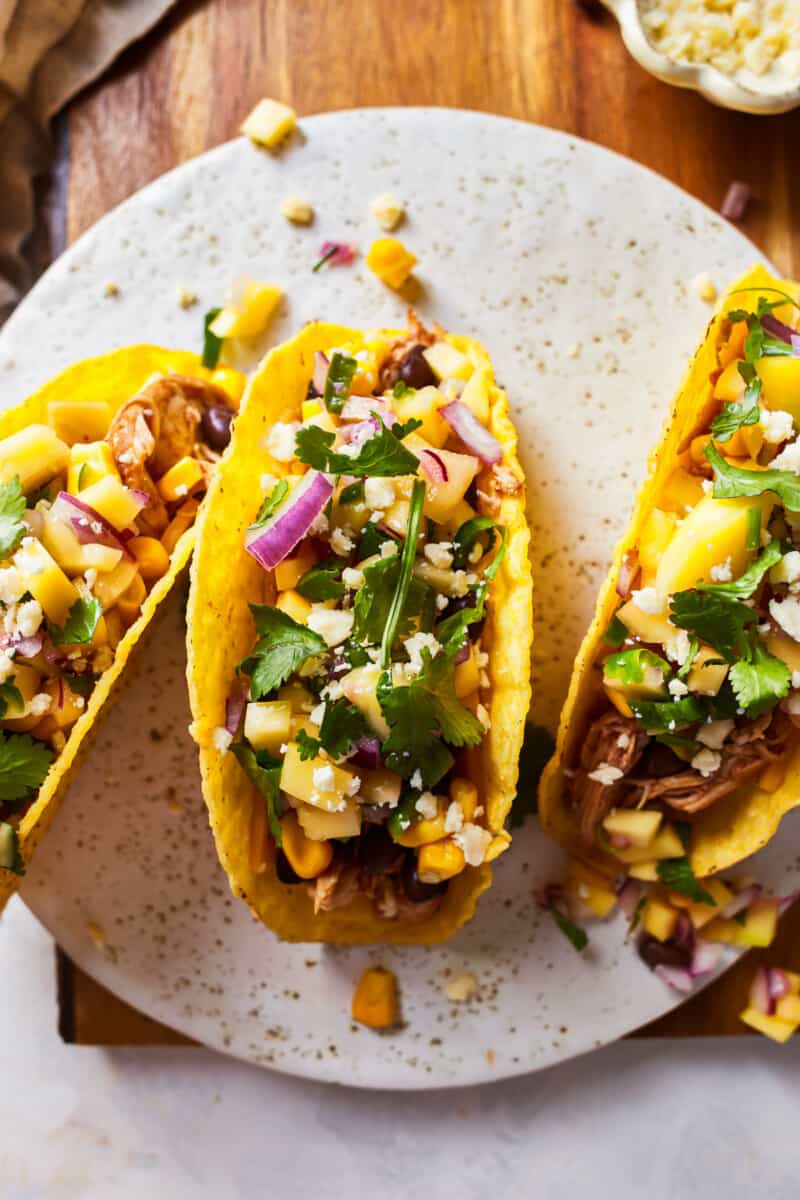 crockpot chicken tacos with mango salsa