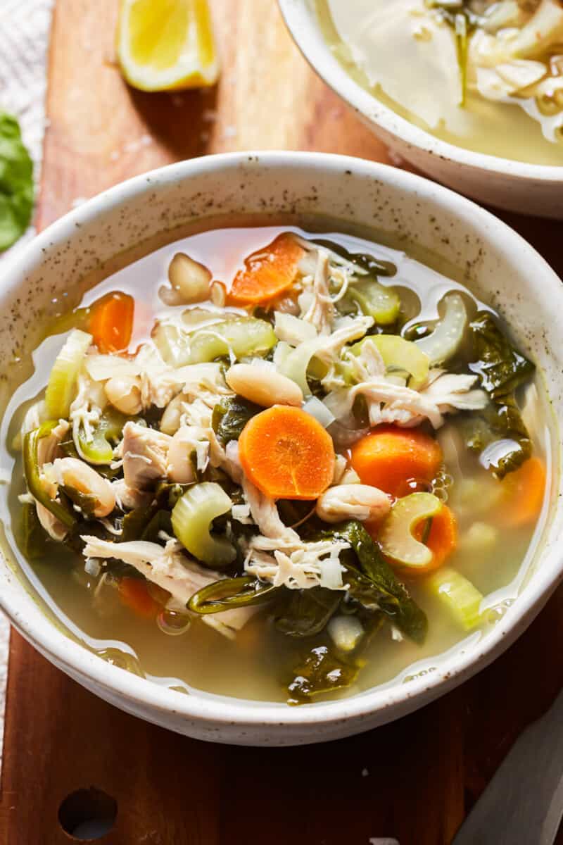 bowl of tuscan chicken white bean soup