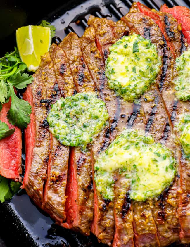 grilled flank steak with butter