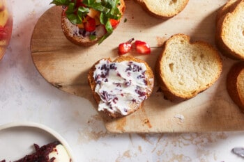 slice of bread topped with goat cheese