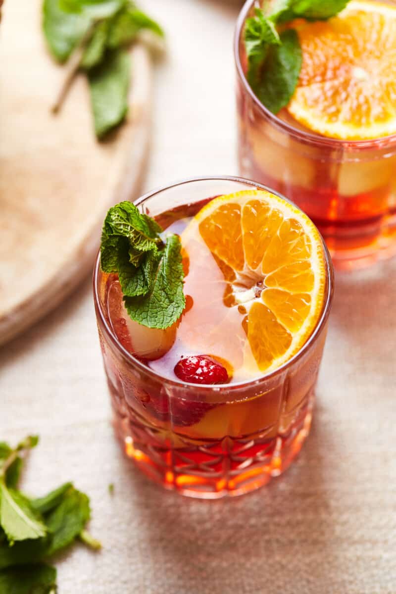 glasses of spiked raspberry iced tea